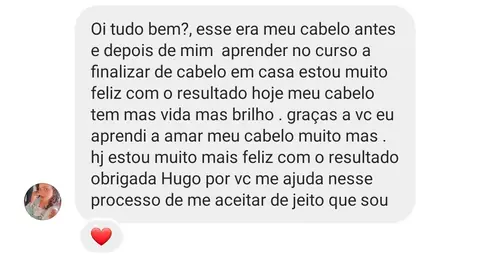 Depoimento de aluna do Guia do Cabelo Bonito